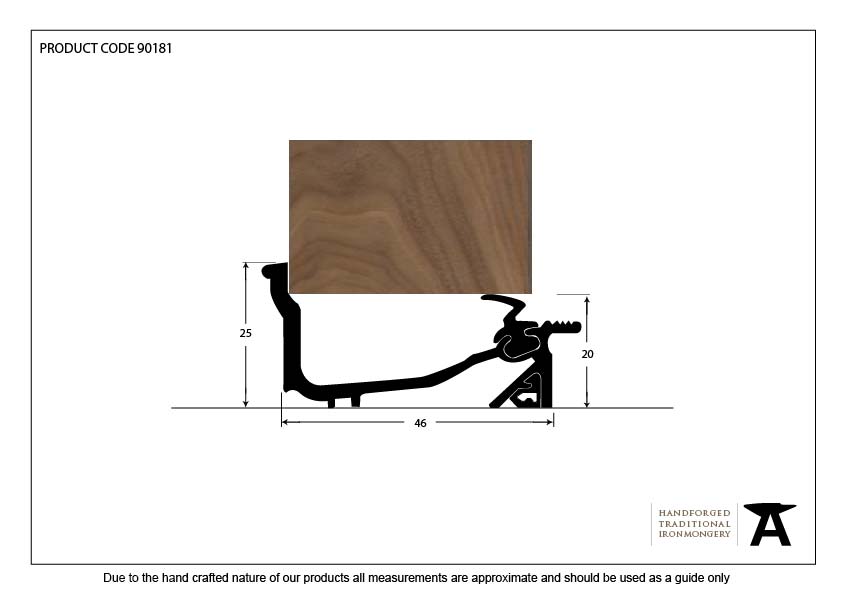 Black 914mm Macclex Lowline Sill - 90181 - Technical Drawing