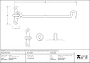 External Beeswax 10" Forged Cabin Hook - 45606 - Technical Drawing