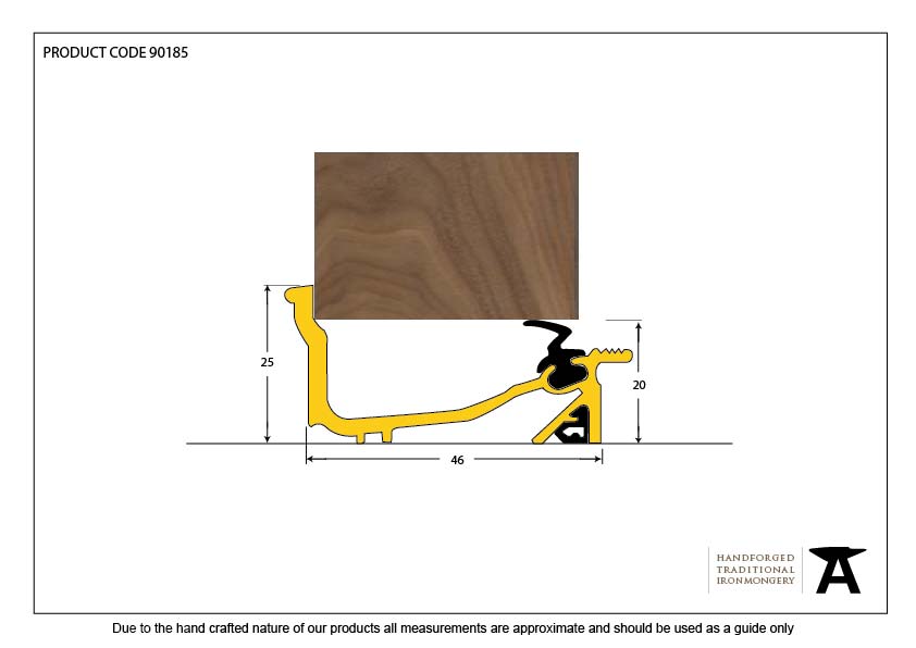 Gold 1219mm Macclex Lowline Sill - 90185 - Technical Drawing