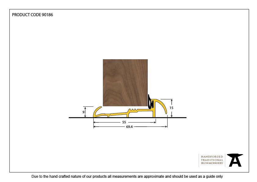 Gold 914mm OUM/4 Threshold - 90186 - Technical Drawing