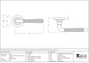 Pol. Chrome Hammered Newbury Lever on Rose Set (Plain) - 46073 - Technical Drawing