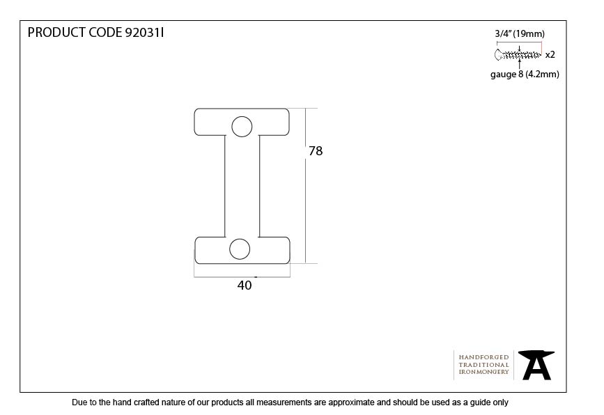 Polished Bronze Letter I - 92031I - Technical Drawing