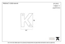 Polished Bronze Letter K - 92031K - Technical Drawing