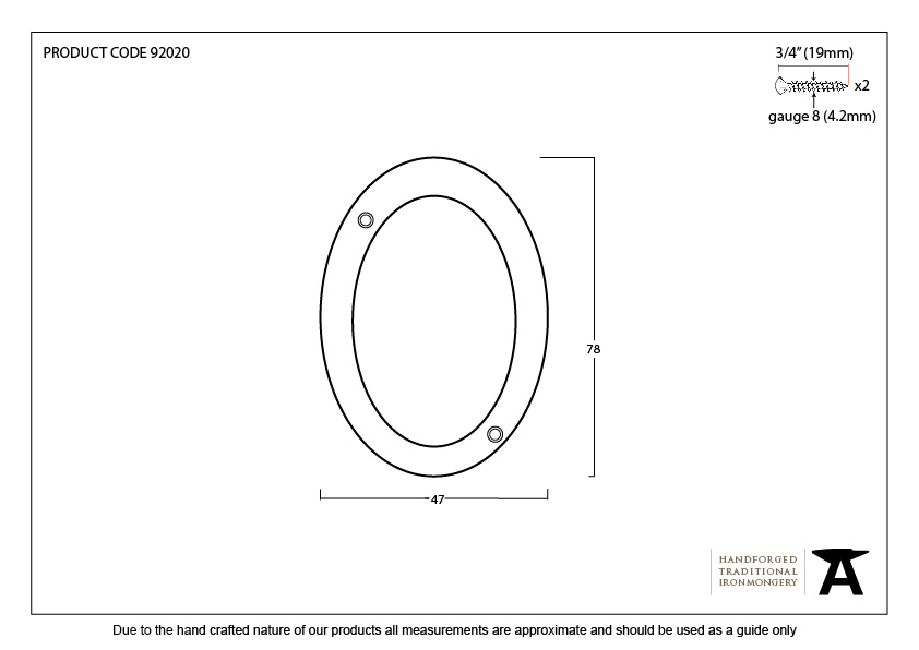 Polished Bronze Numeral 0 - 92020 - Technical Drawing