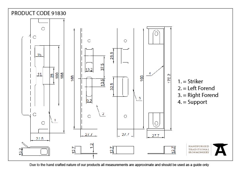 PVD 1/2" Rebate Kit for Sash Lock - 91830 - Technical Drawing