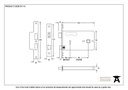 PVD 5" Horizontal 3 Lever Sash Lock - 91115 - Technical Drawing