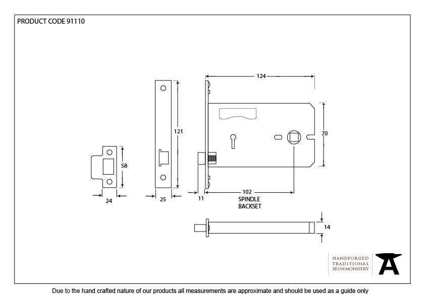 SS 5" Horizontal Latch - 91110 - Technical Drawing