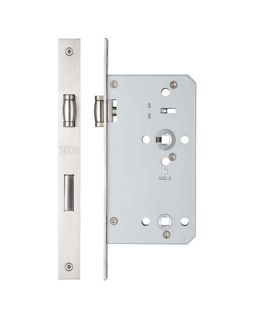 DIN Roller Bolt Bathroom Lock Case 60mm - Square Faceplate - SS