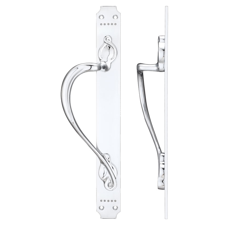 Pull Handle on Art Nouveau Backplate - Left Hand - 377mm x 42mm