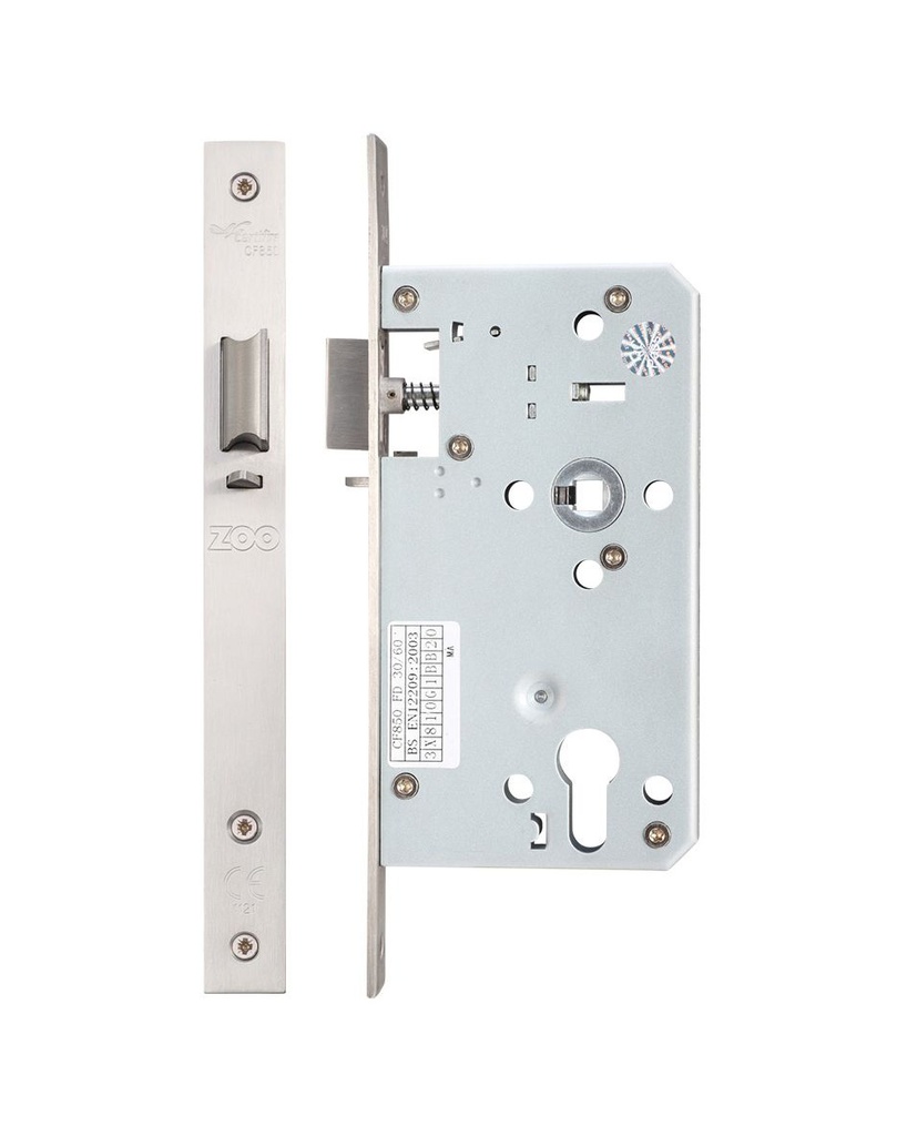 DIN Euro Night Latch Case 60mm - Square Faceplate - SS