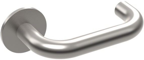 Round Bar Lever on Rose - AntiMicrobial Satin Stainless Steel