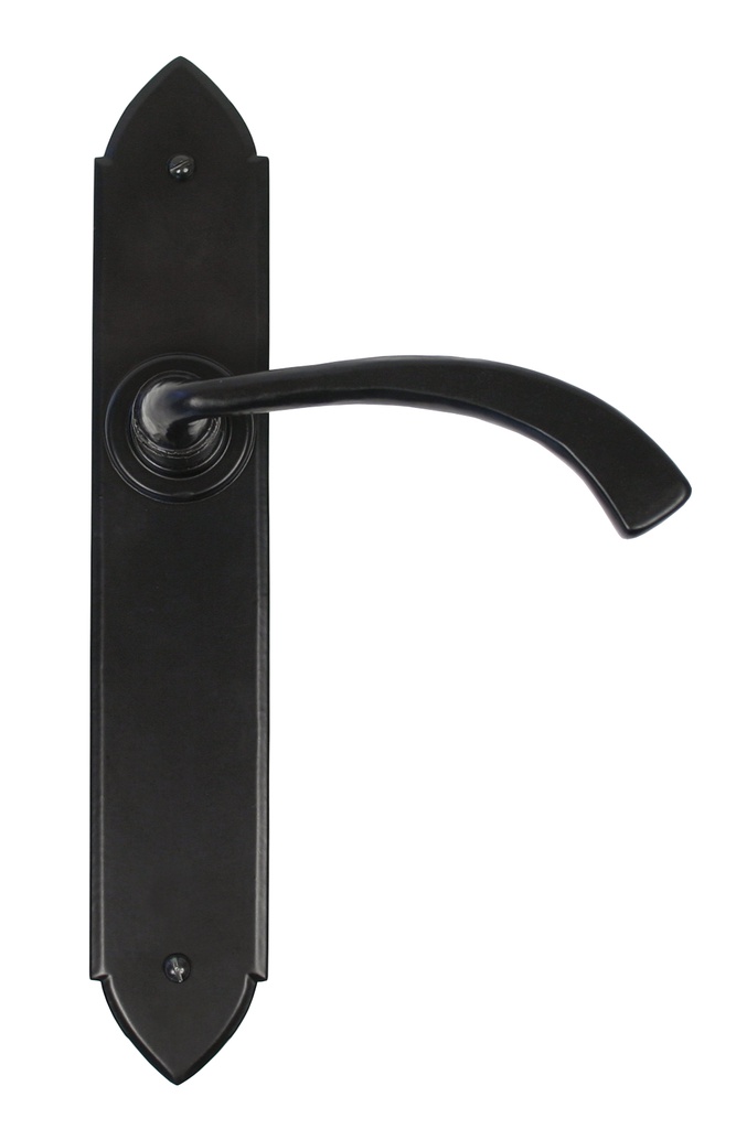 Black Gothic Curved Sprung Lever Latch Set - 33137