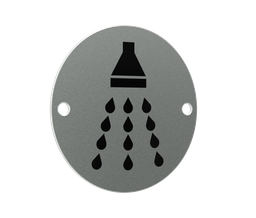 Shower Symbol - 76mm diameter - Satin Stainless Steel