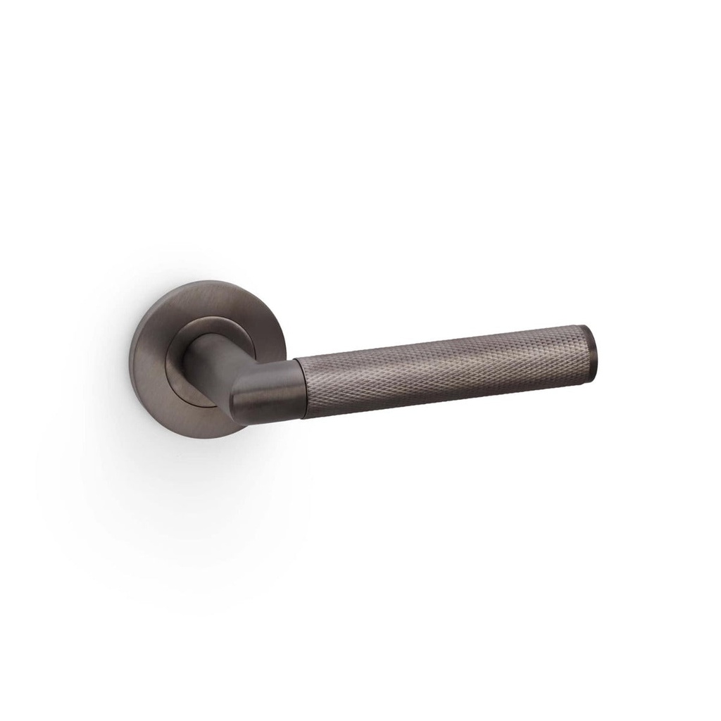 Alexander & Wilks Harrier Knurled Lever On Round Rose - Dark Bronze PVD