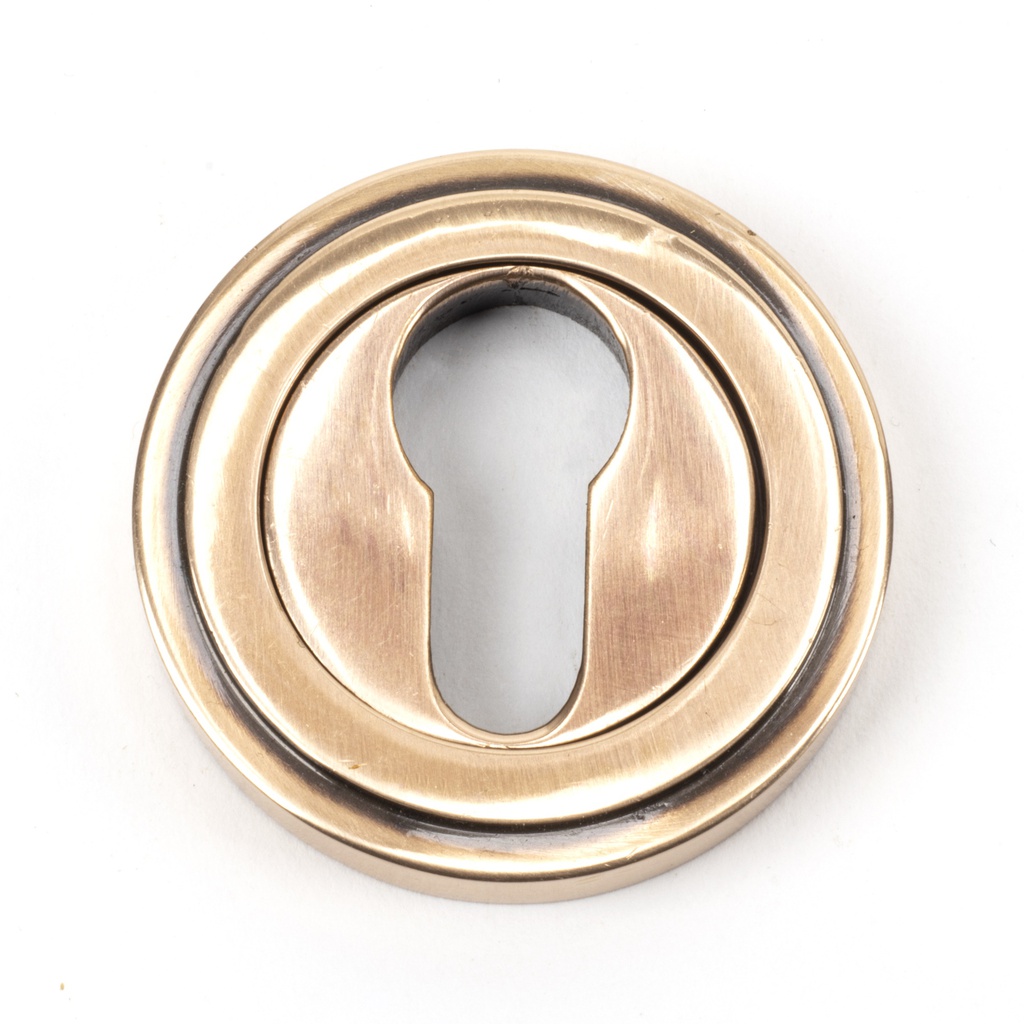 Polished Bronze Round Euro Escutcheon (Art Deco) - 46126