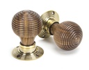 Rosewood & Aged Brass Beehive Mortice/Rim Knob Set - 83573