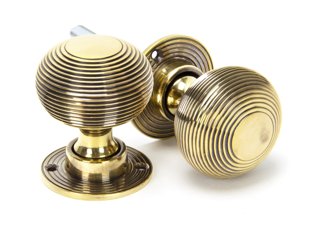 Aged Brass Beehive Mortice/Rim Knob Set - 83633