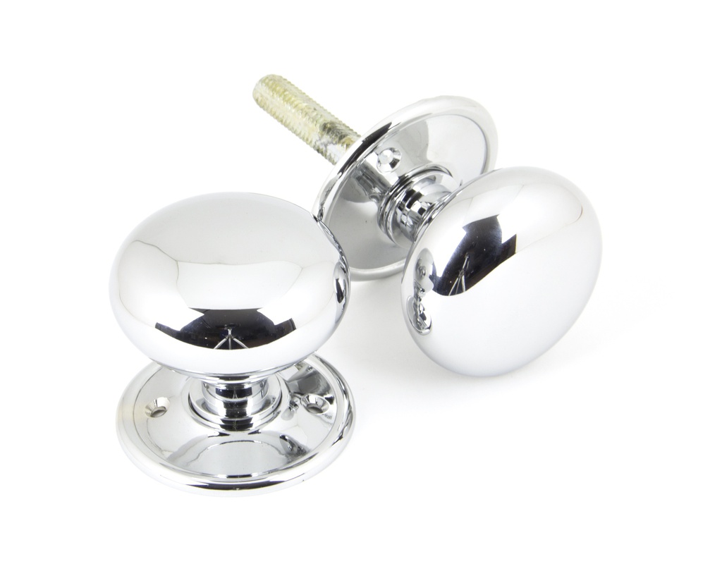 Polished Chrome Mushroom Mortice/Rim Knob Set - 90291