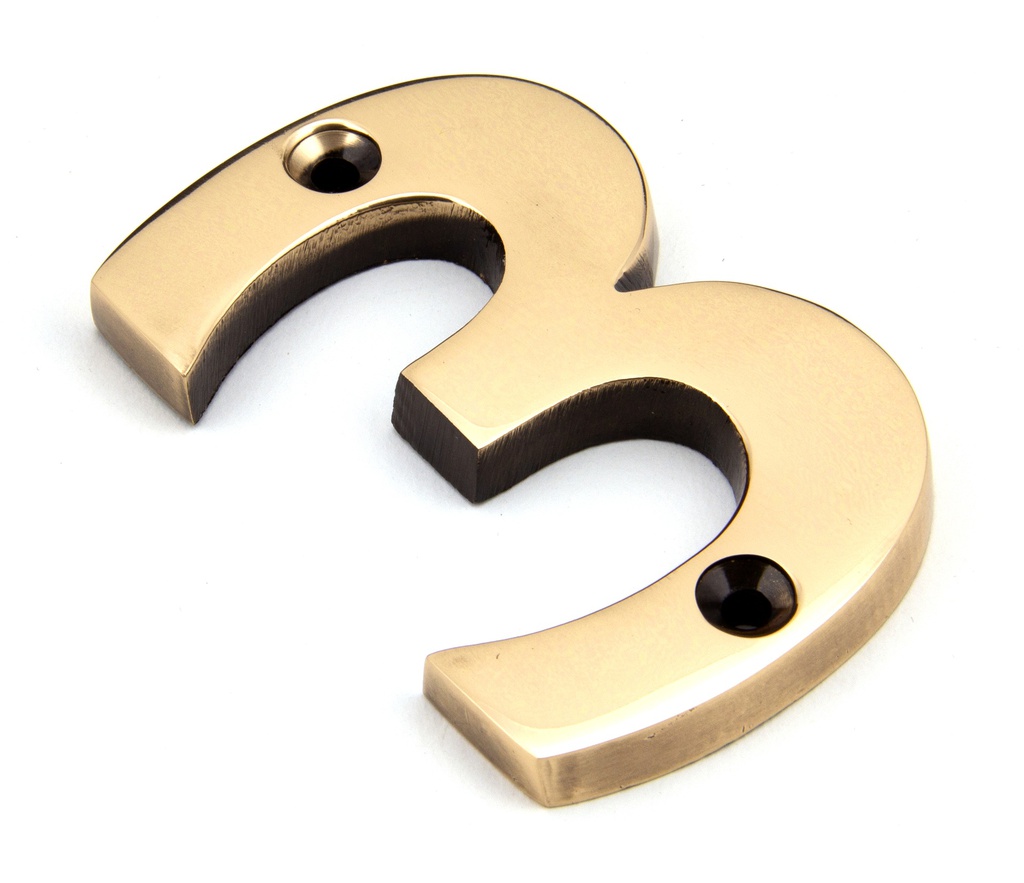 Polished Bronze Numeral 3 - 92023