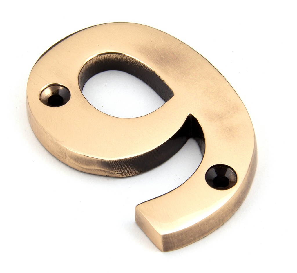 Polished Bronze Numeral 9 - 92029