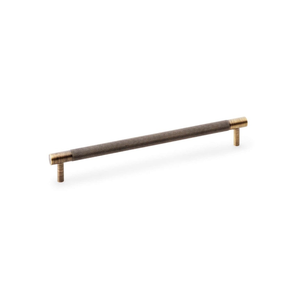 Alexander & Wilks Brunel Knurled T-bar Cupboard Handle - Antique Brass - Centres 224mm