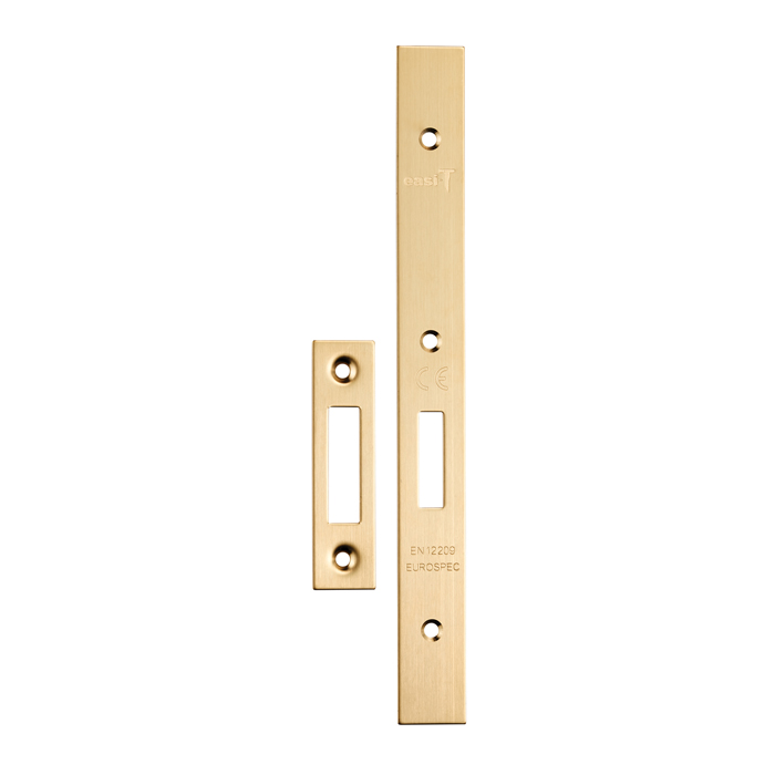 Forend Strike & Fixing Pack To Suit Architectural DIN Deadlock - Satin Brass