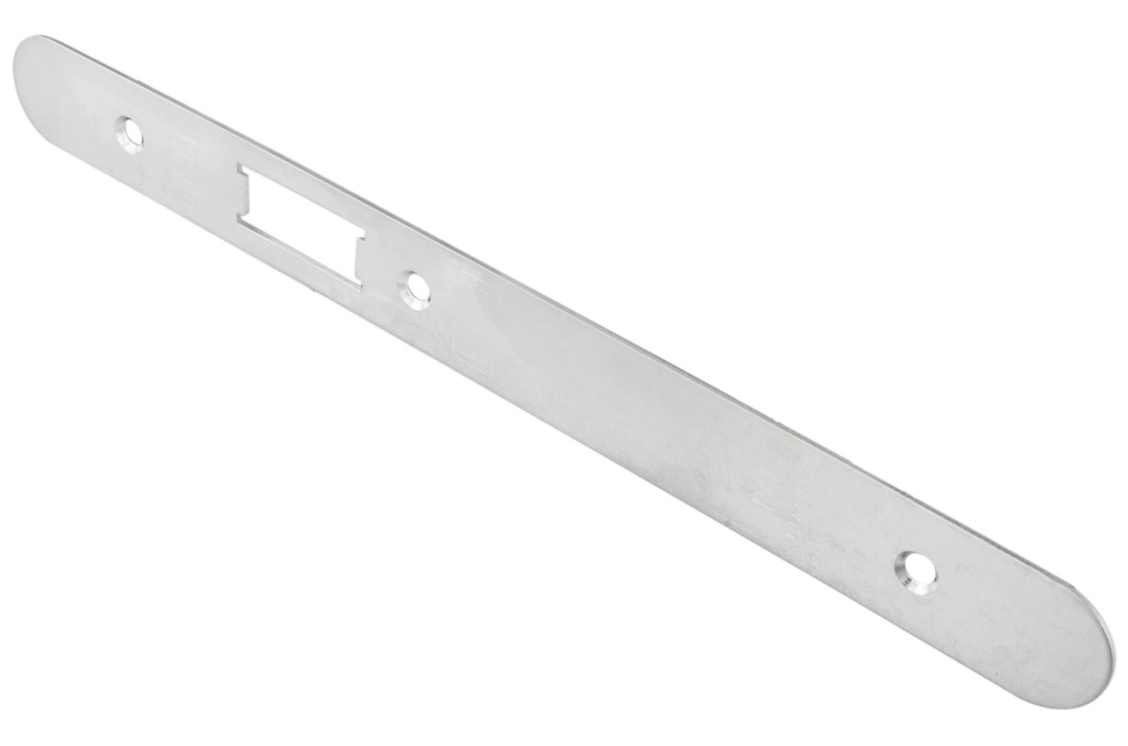 Forend Strike & Fixing Pack To Suit Architectural DIN Latch - Radius - Satin Stainless Steel