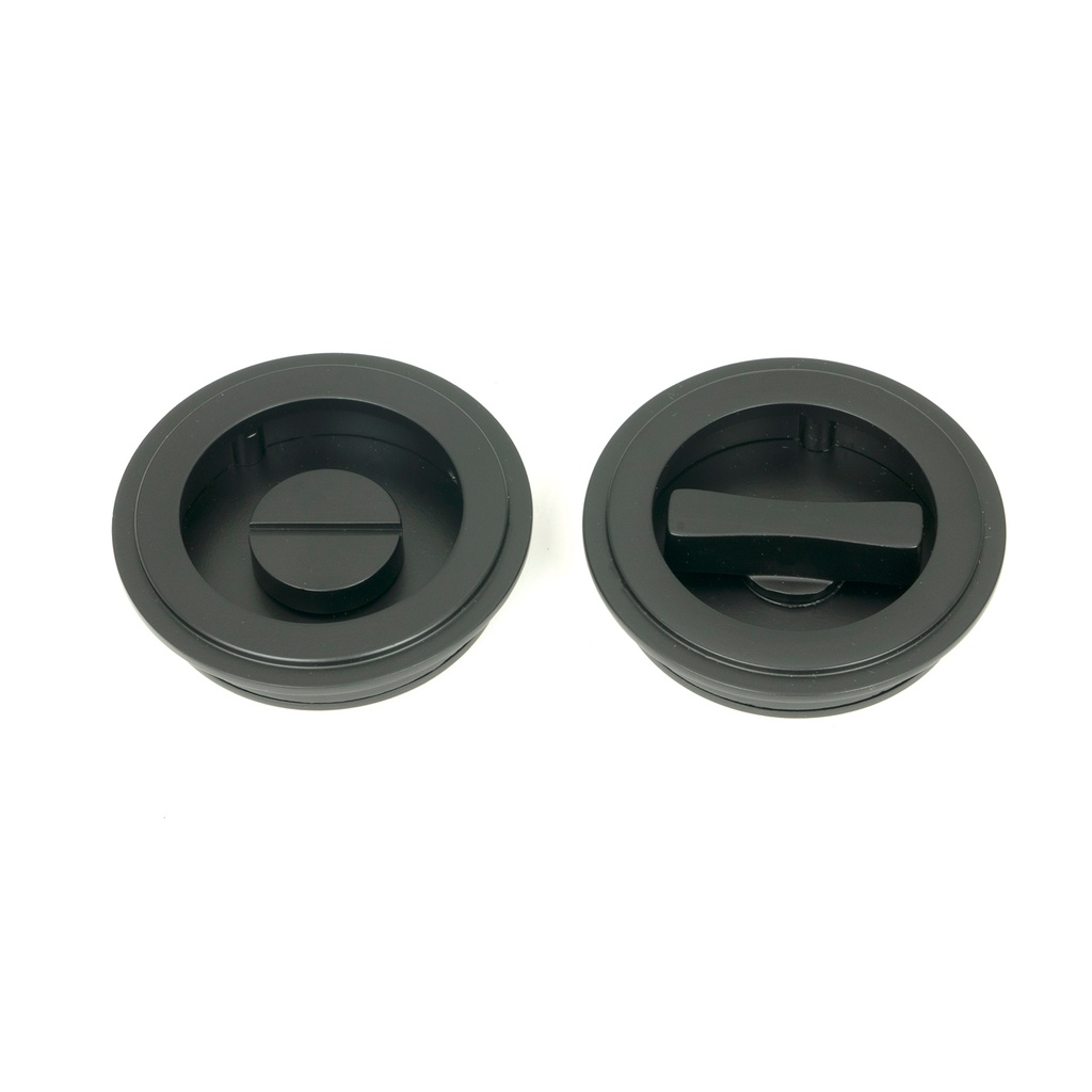 Matt Black 60mm Art Deco Round Pull - Privacy Set - 50218