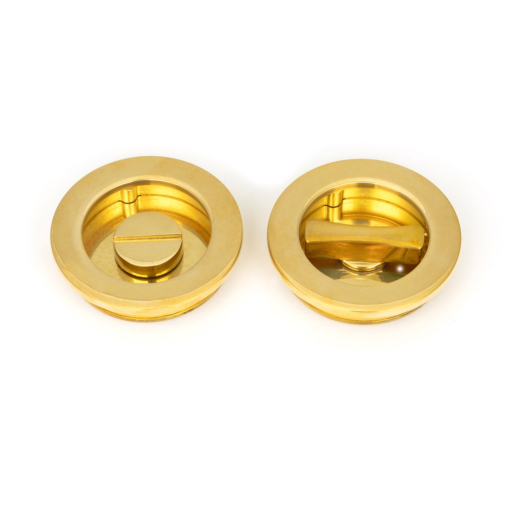 Polished Brass 60mm Plain Round Pull - Privacy Set - 47171