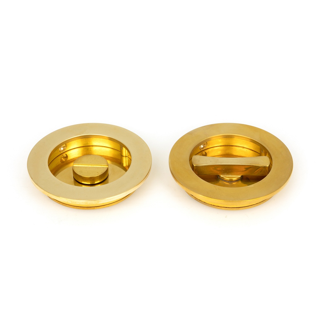 Polished Brass 75mm Plain Round Pull - Privacy Set - 47172