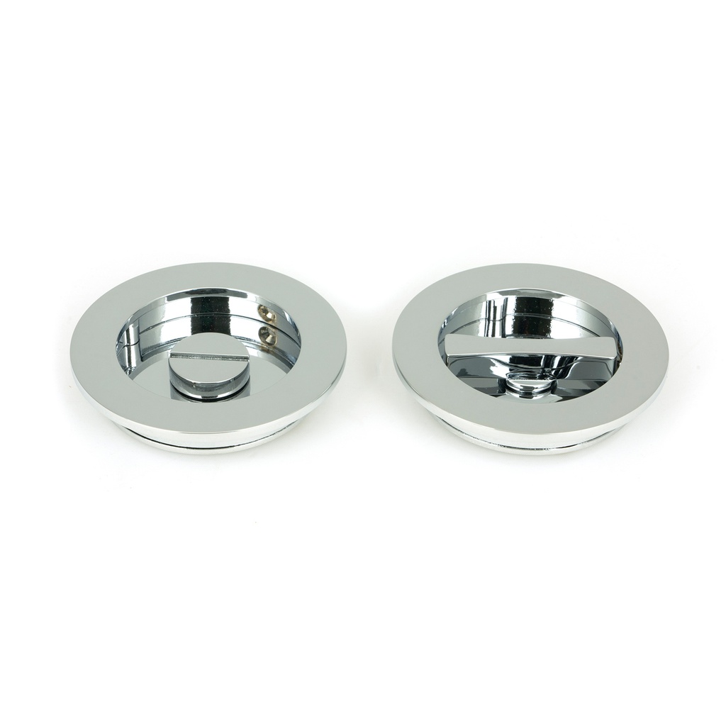 Polished Chrome 75mm Plain Round Pull - Privacy Set - 47190