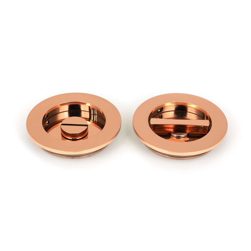 Polished Bronze 75mm Plain Round Pull - Privacy Set - 50149