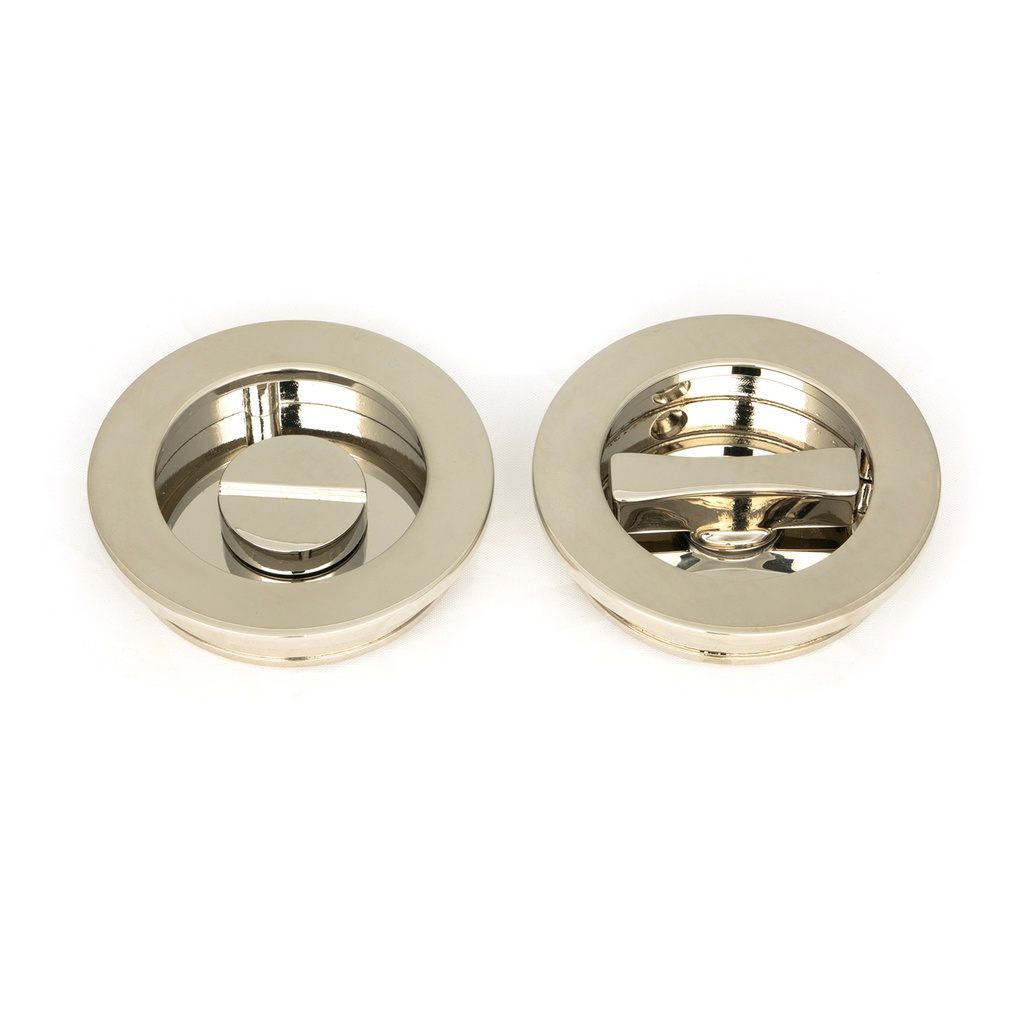 Polished Nickel 60mm Plain Round Pull - Privacy Set - 50166