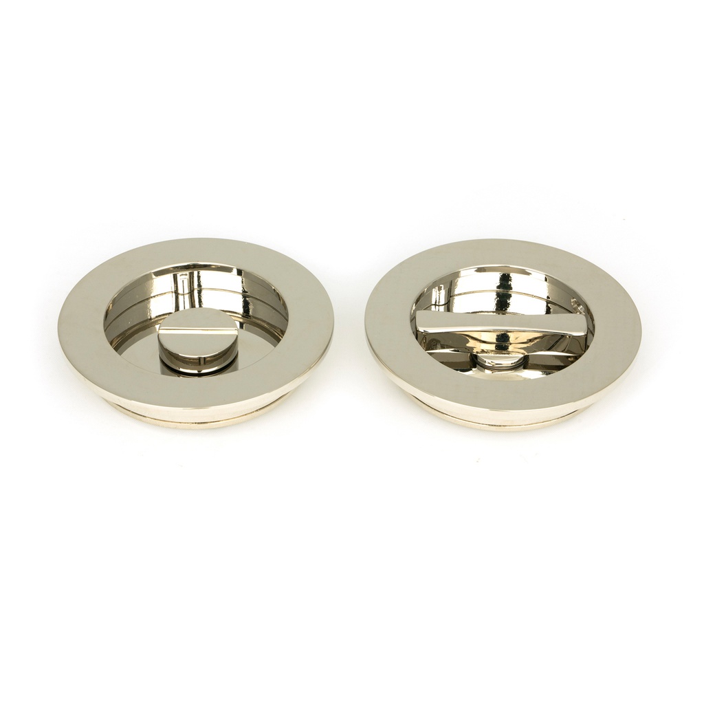 Polished Nickel 75mm Plain Round Pull - Privacy Set - 50167