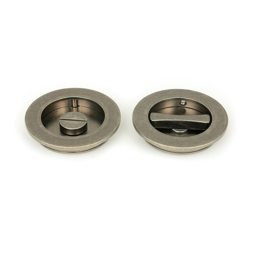 Pewter 75mm Plain Round Pull - Privacy Set - 50185