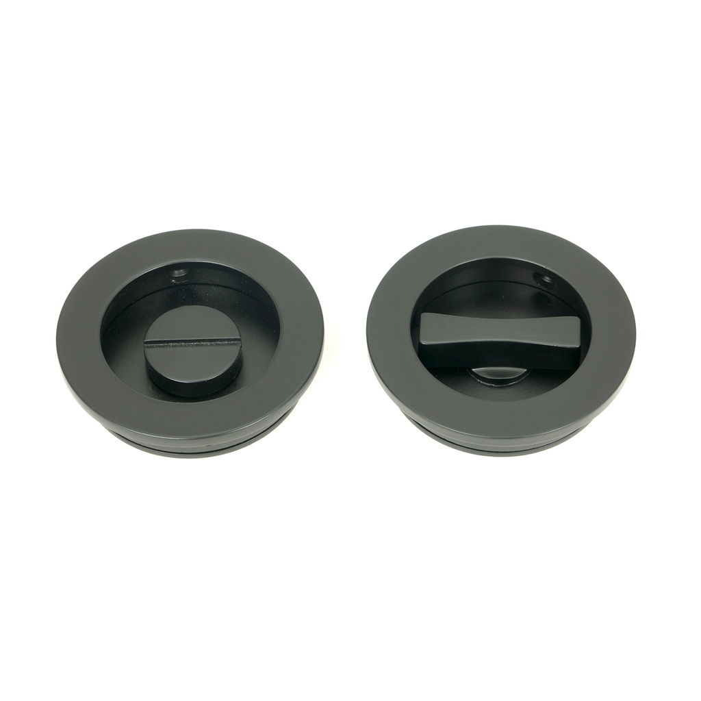 Matt Black 60mm Plain Round Pull - Privacy Set - 50220