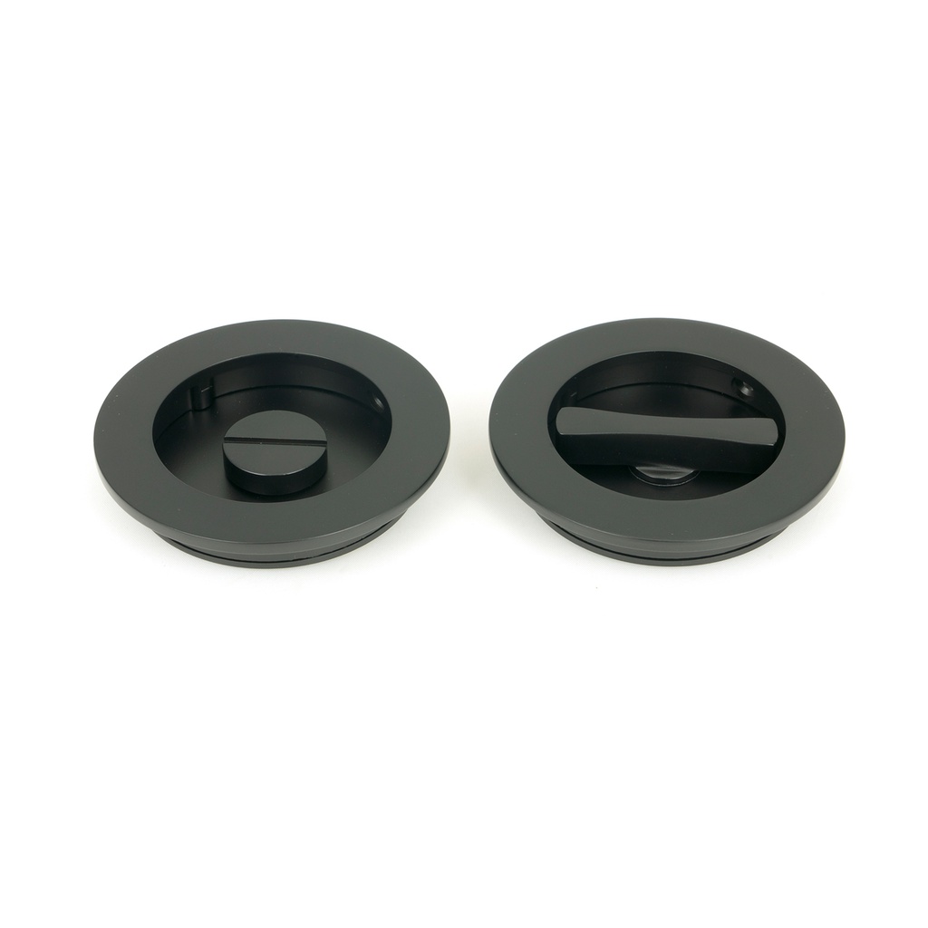 Matt Black 75mm Plain Round Pull - Privacy Set - 50221