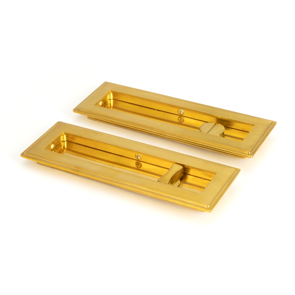 Polished Brass 175mm Art Deco Rectangular Pull - Privacy Set - 47161