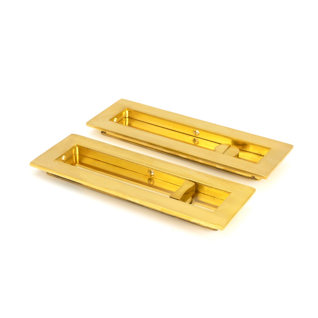 Polished Brass 175mm Plain Rectangular Pull - Privacy Set - 47163