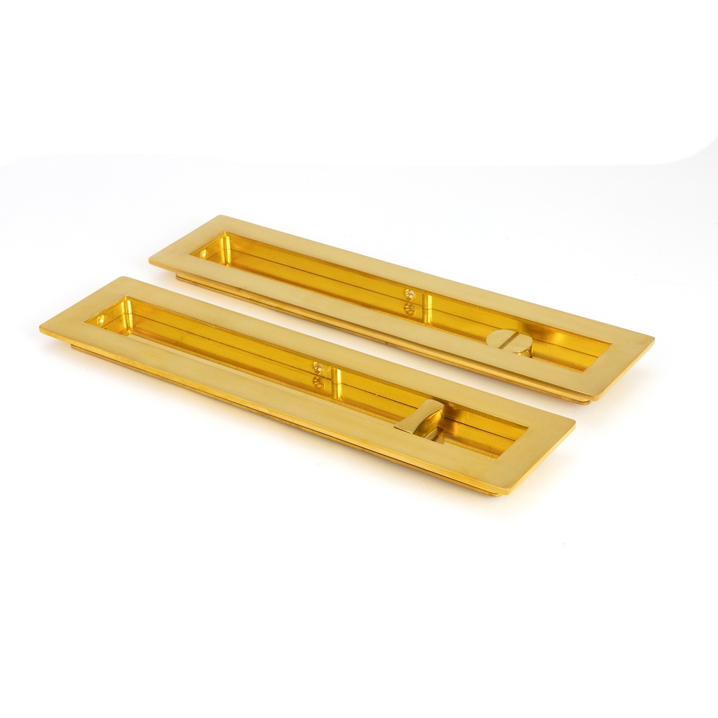 Polished Brass 250mm Plain Rectangular Pull - Privacy Set - 47164