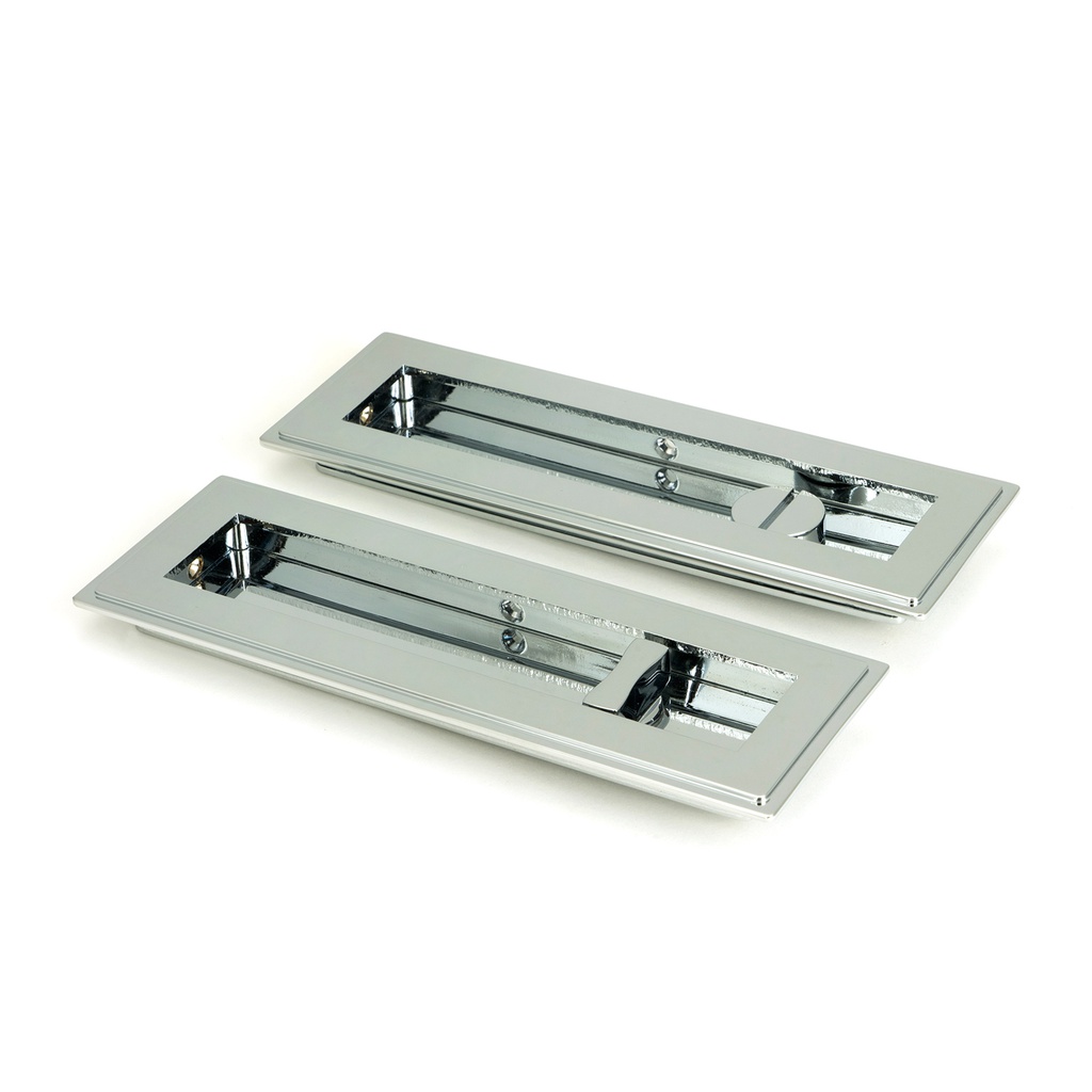 Polished Chrome 175mm Art Deco Rectangular Pull -Privacy Set - 47179