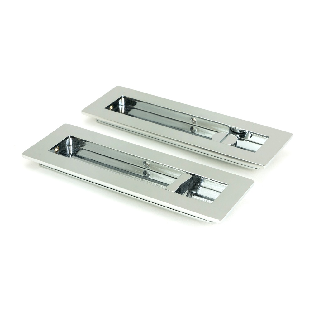 Polished Chrome 175mm Plain Rectangular Pull - Privacy Set - 47181