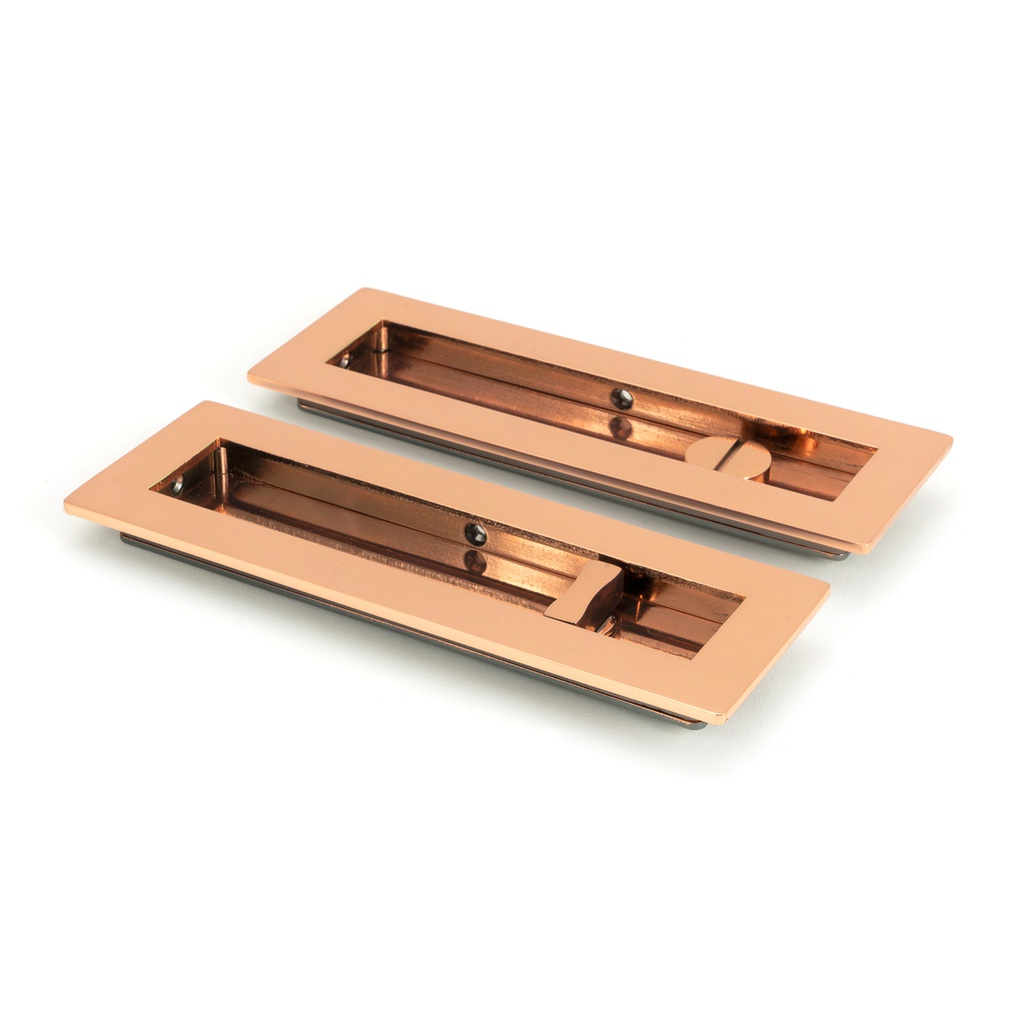 Polished Bronze 175mm Plain Rectangular Pull - Privacy Set - 50140