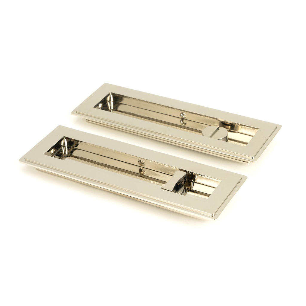 Polished Nickel 175mm Art Deco Rectangular Pull -Privacy Set - 50156