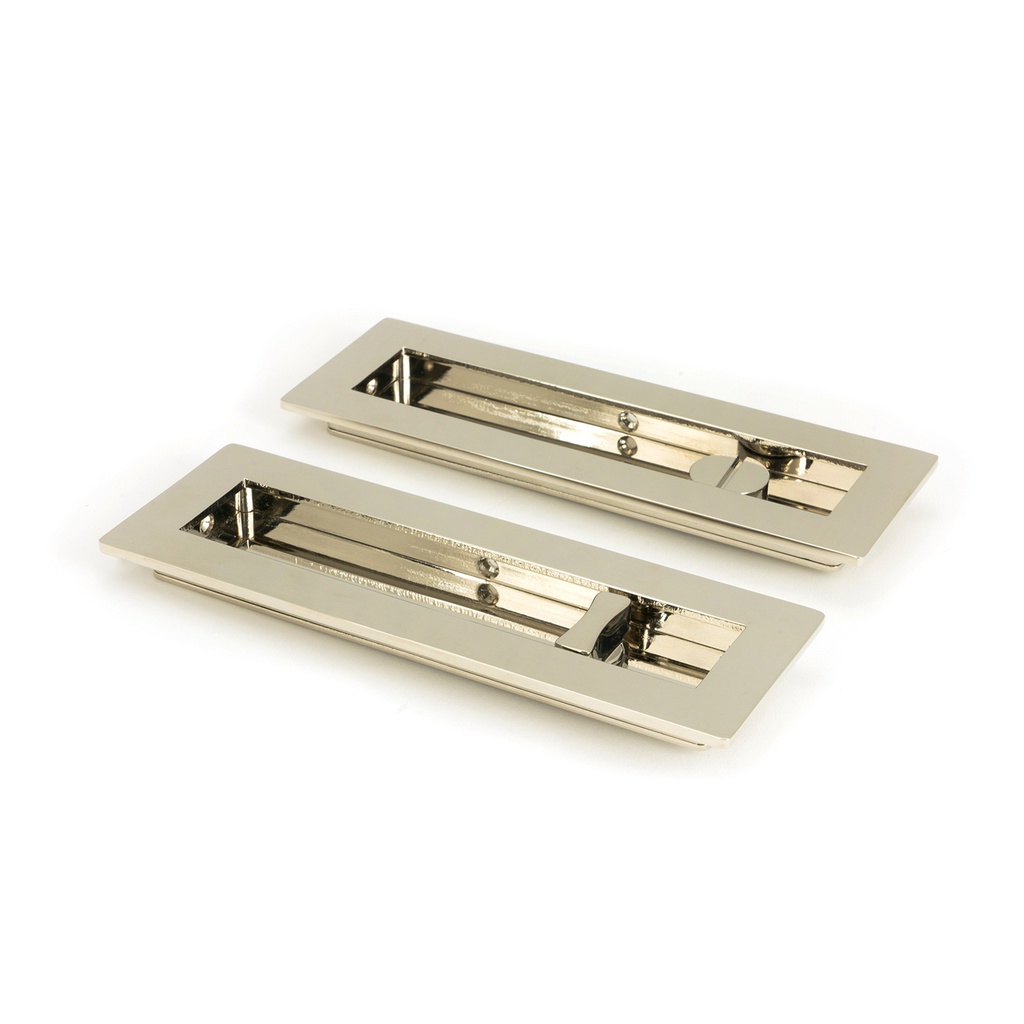 Polished Nickel 175mm Plain Rectangular Pull - Privacy Set - 50158