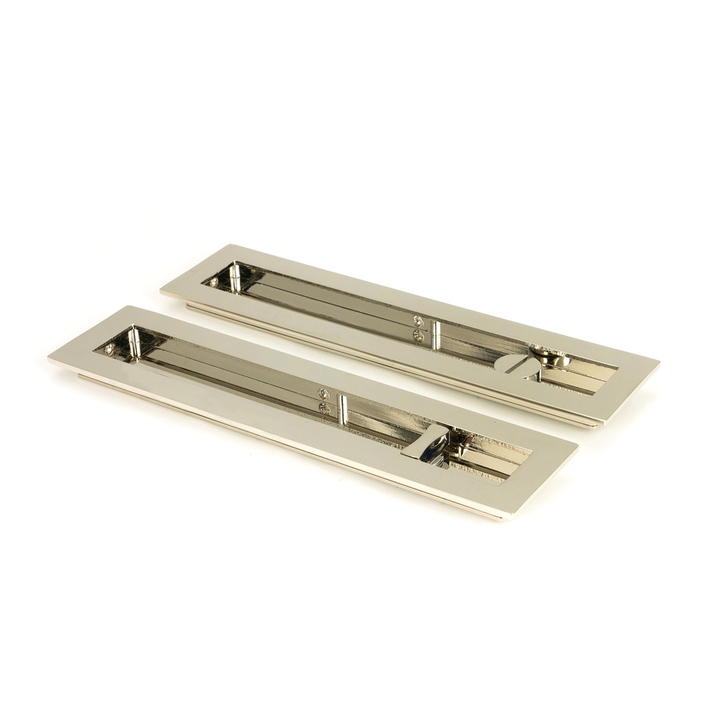 Polished Nickel 250mm Plain Rectangular Pull - Privacy Set - 50159