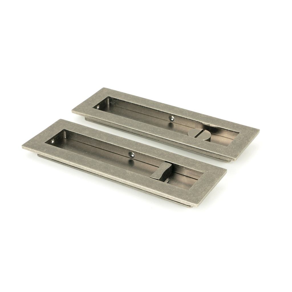 Pewter 175mm Plain Rectangular Pull - Privacy Set - 50176