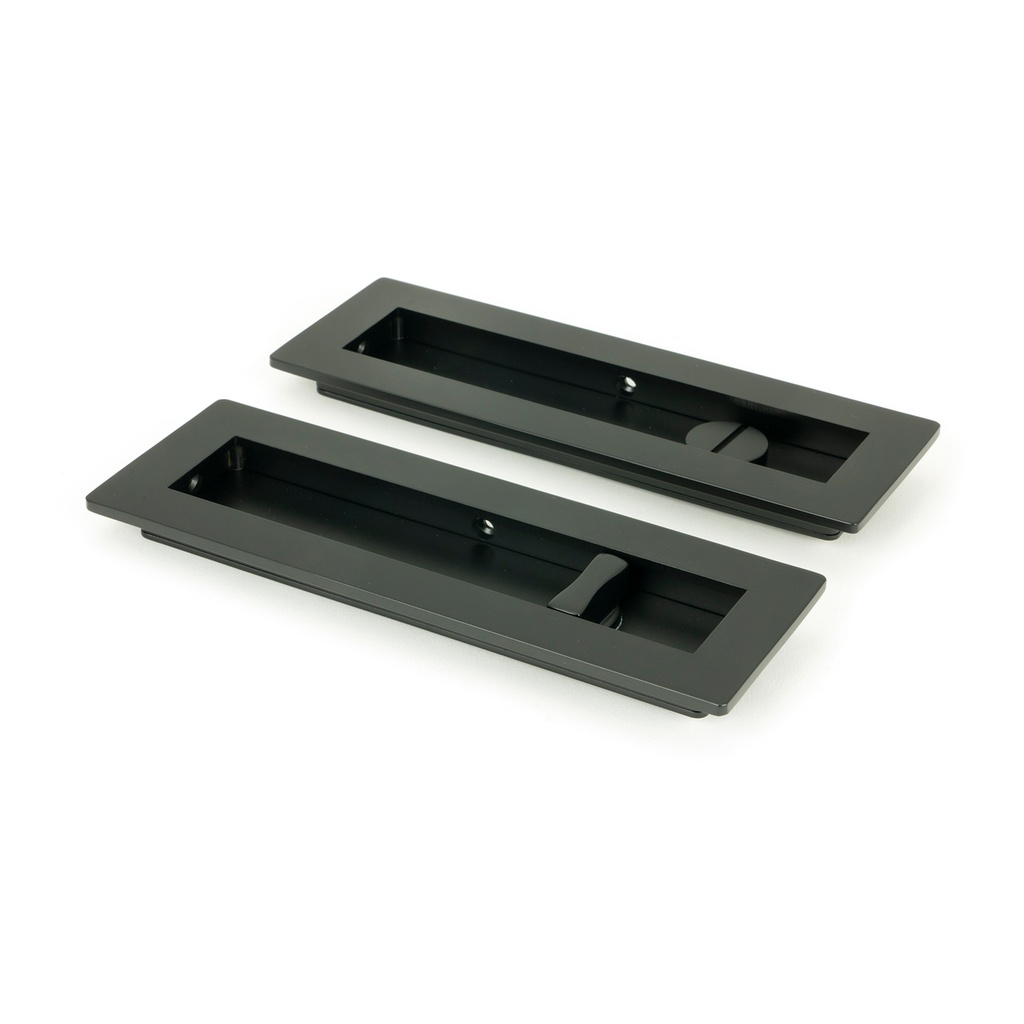 Matt Black 175mm Plain Rectangular Pull - Privacy Set - 50212