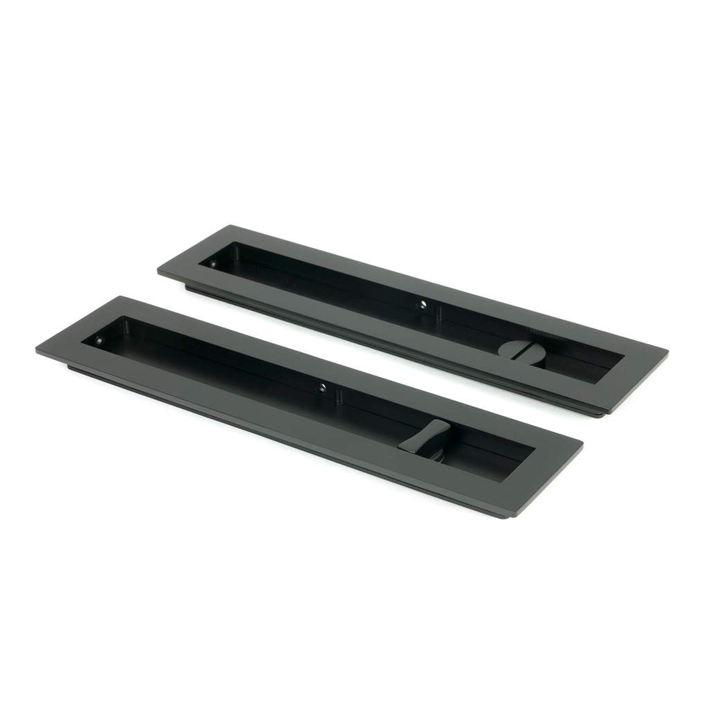 Matt Black 250mm Plain Rectangular Pull - Privacy Set - 50213