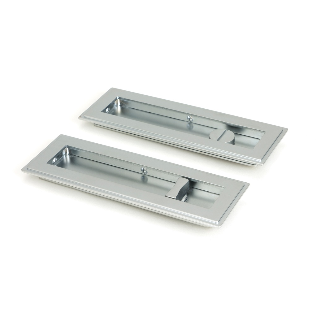 Satin Chrome 175mm Art Deco Rectangular Pull - Privacy Set - 50640